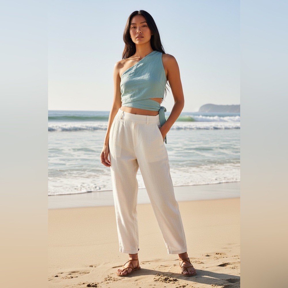 La Bikineria Blue asymmetrical one shoulder wrap top woman’s S/M